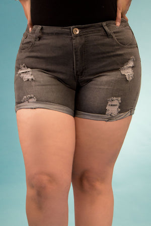 High Rise Destroyed Denim Shorts | 2641 XS