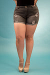 High Rise Destroyed Denim Shorts | 2641 XS - Grey / 13