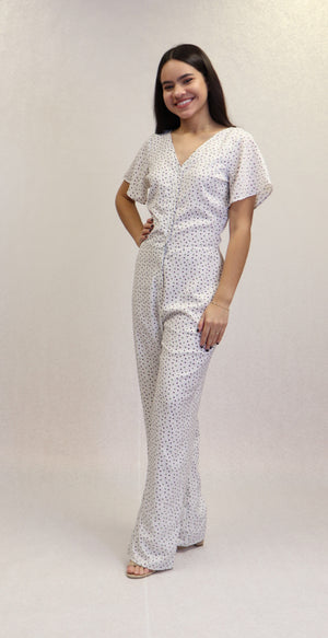 White Printed Jumpsuit | 447