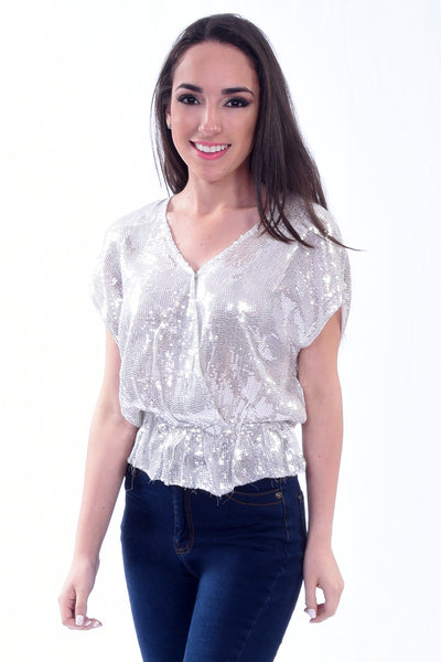 Silver Sequins Top | H-1037