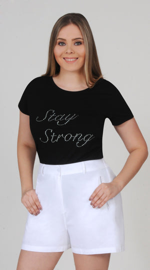 Black Stay Strong Tee | H-1041T