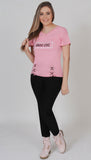 Pink Boho Chic Pearl Tee | H-1058