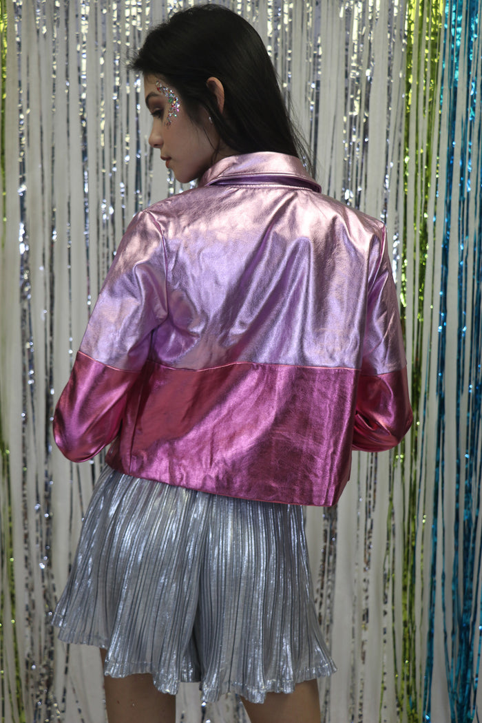 Metallic Faux Leather Jacket | 71T2642H
