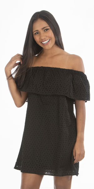 Black Off Shoulder Dress | H-352