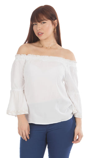 White Bell Sleeve Top | 656