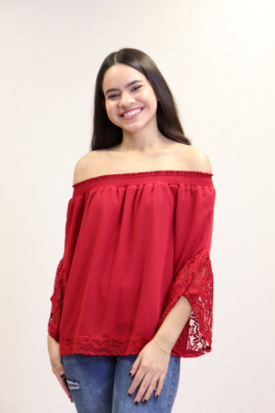 Red Off Shoulder Top | 674