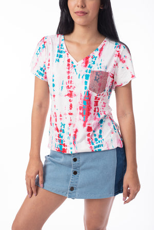 Tie Dye Top with Pocket | H- 1119