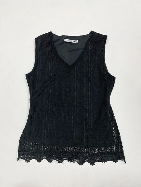 Black Sleeveless Lace Top | H-227