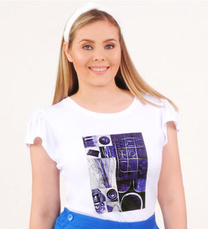Purple Print Tee | H-1055